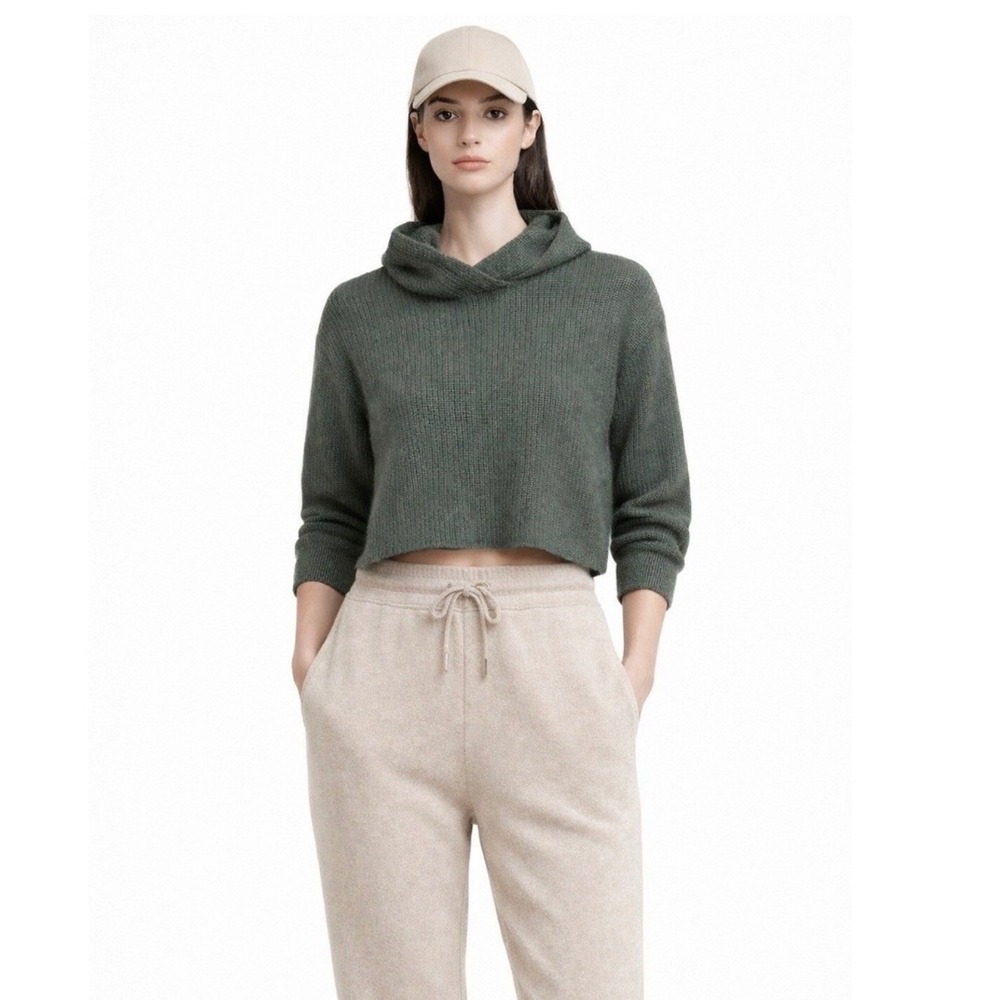 Wesley cashmere crop hoodie Sm pullover fall transition cozy chic elevated EUC